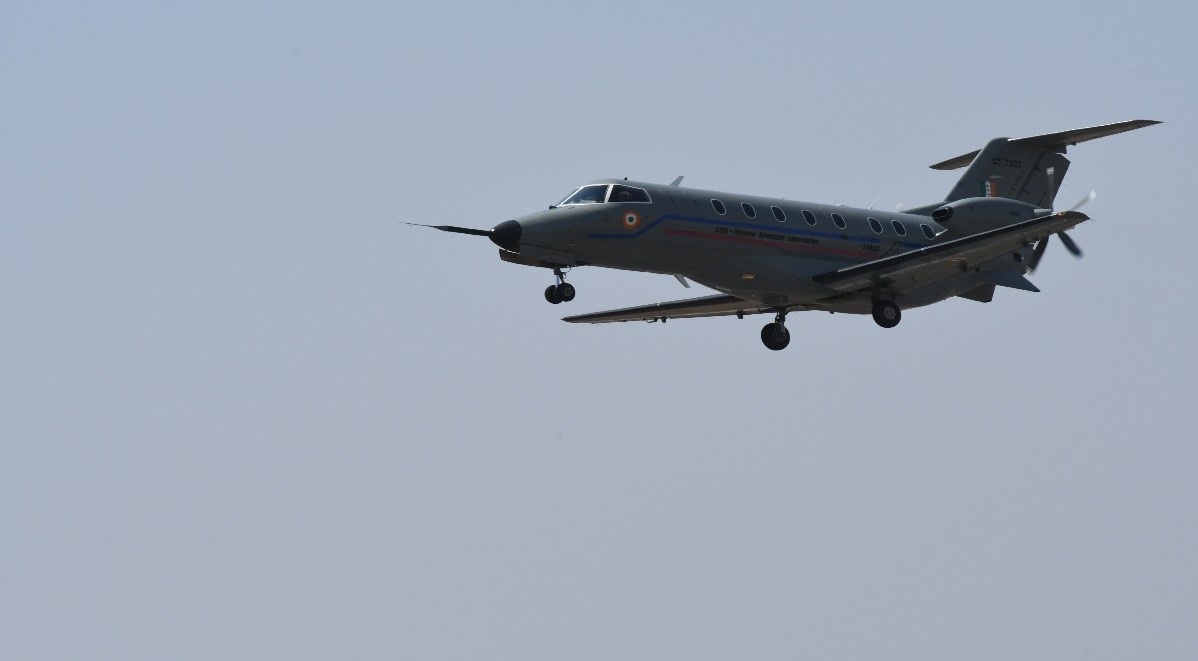 Saras aircraft during its second rest flight in Bengaluru