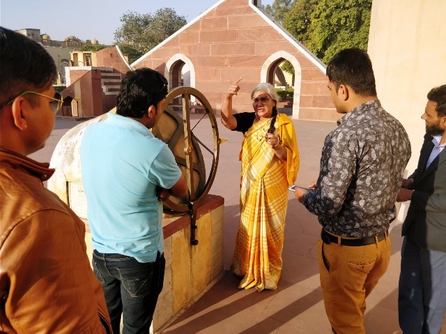 Tourist guides participating in astronomy workshop at Jantar Mantar