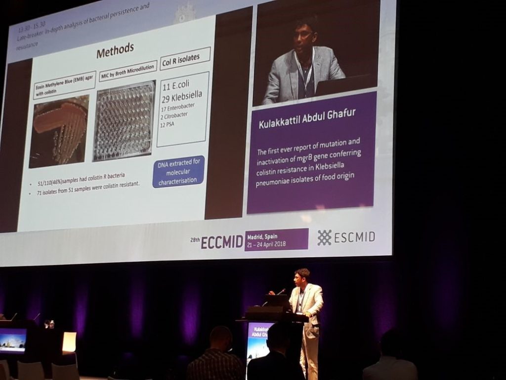 Dr Ghaful presenting the study at ECCMID in Madrid