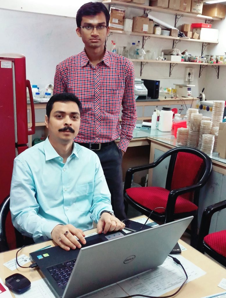 Dr Sanjoy Guha Roy (Sitting) and Tanmoy Dey in the research lab.