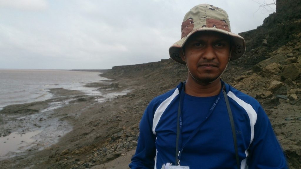 Hiren Bhatti in the field work at Gulf of Khambhat