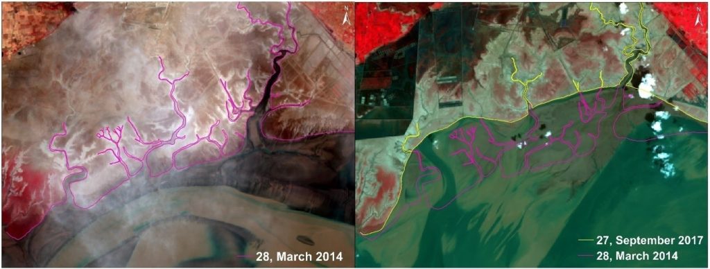Satellite Images before and after erosion