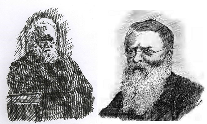 Janssen (left) and James Francis Tennant (right) in later years. (Portrait by Biman Nath)