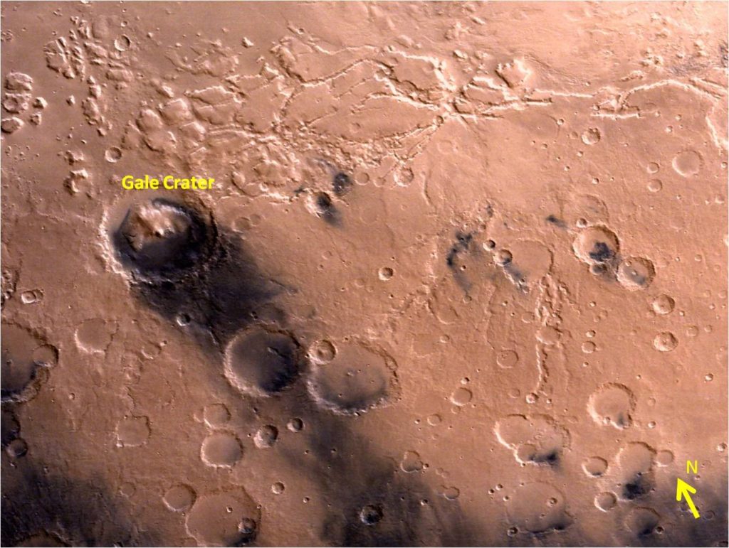 Gale crater as seen by Mars colour camera on board Mars Orbiter Mission (Photo ISRO)