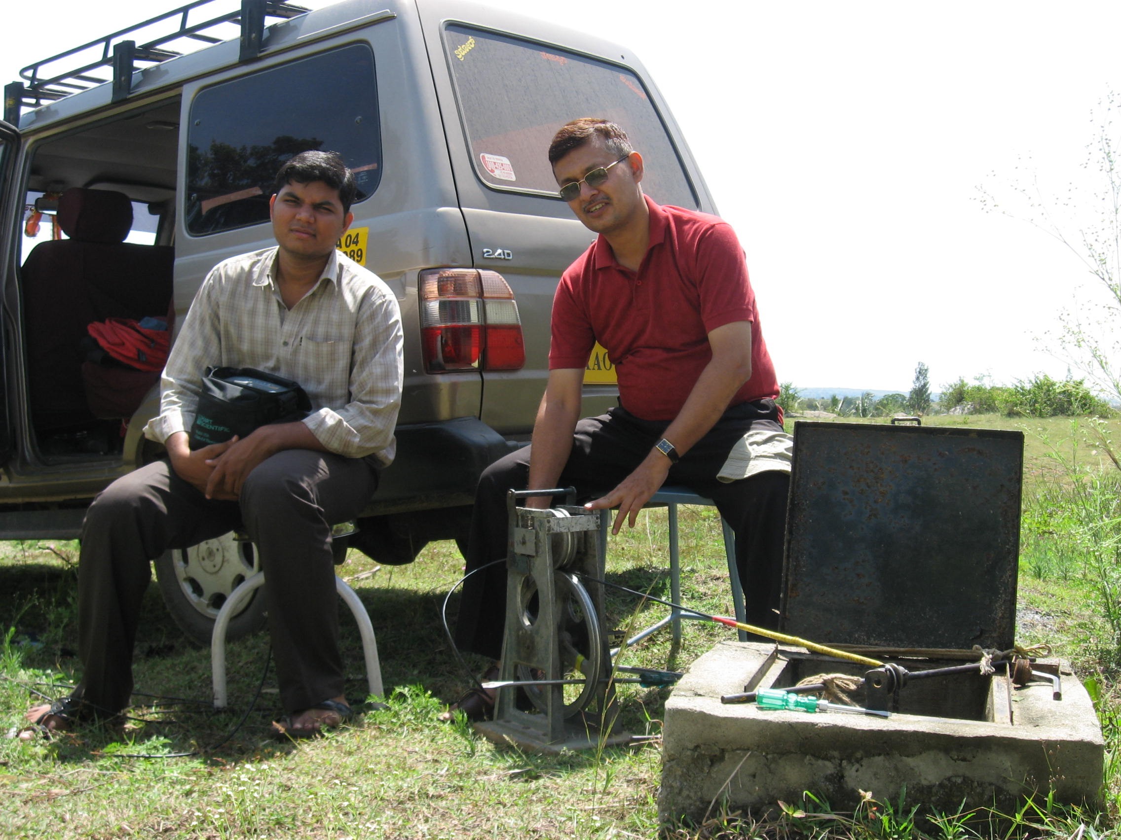 Researchers collecting geothermal data through boreholes