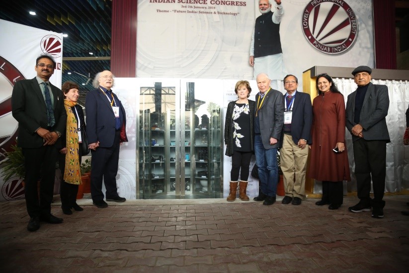 Time capsule being lowered by Nobel laureates at the Indian Science Congress 2019