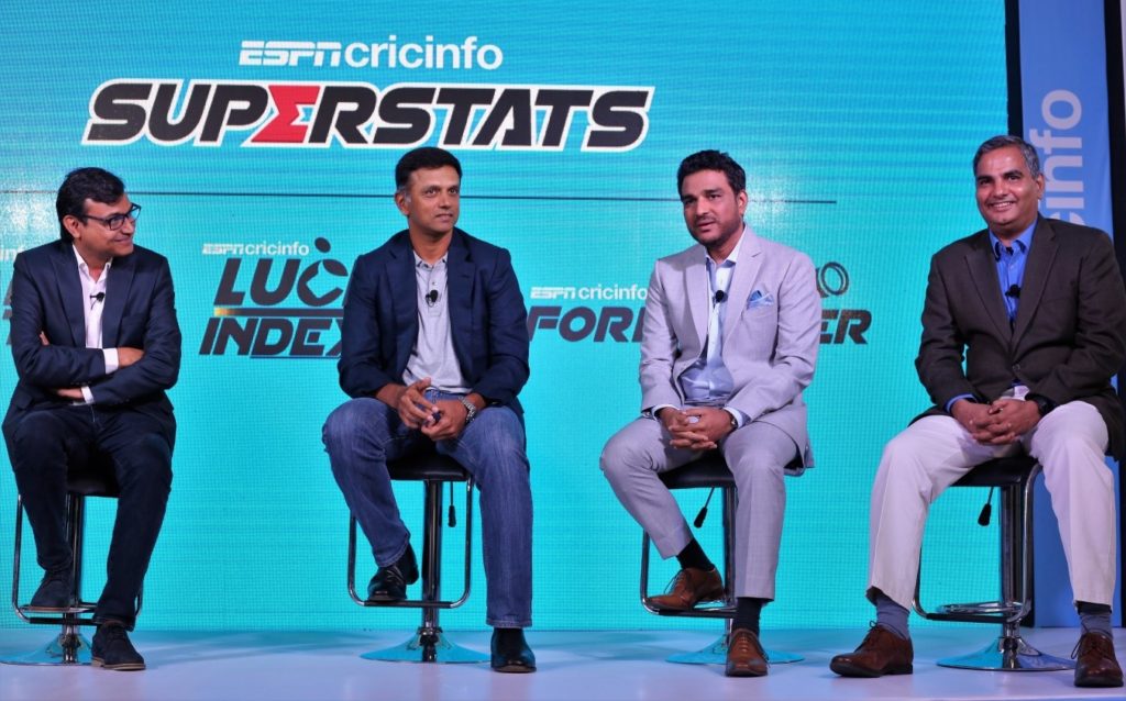 Sambit Bal (Editor-in-chief, ESPNcricinfo), Rahul Dravid (Former Indian Cricket Captain), Sanjay Manjrekar (ESPNcricinfo expert) and Prof. Raghunathan Rengaswamy (IIT Madras)