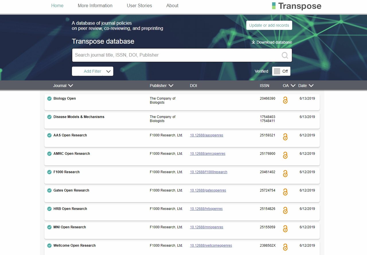 Transpose database