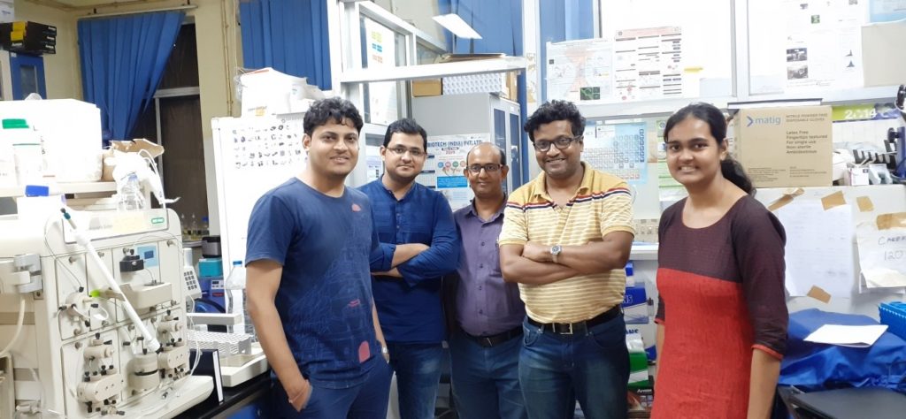 Dr. Krishnananda Chattopadhyay with some of his colleagues in their laboratory