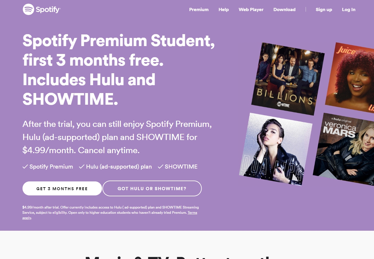 Is Hulu And Showtime Free With Spotify Student