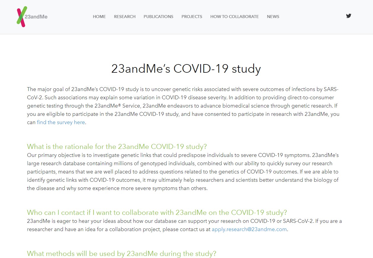 23andMe’s COVID-19 study