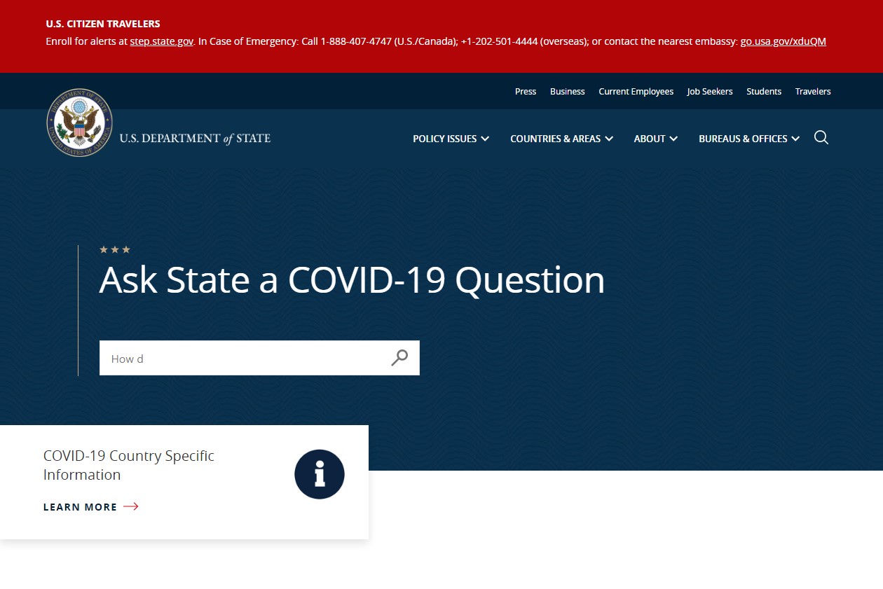 Ask State a COVID-19 Question
