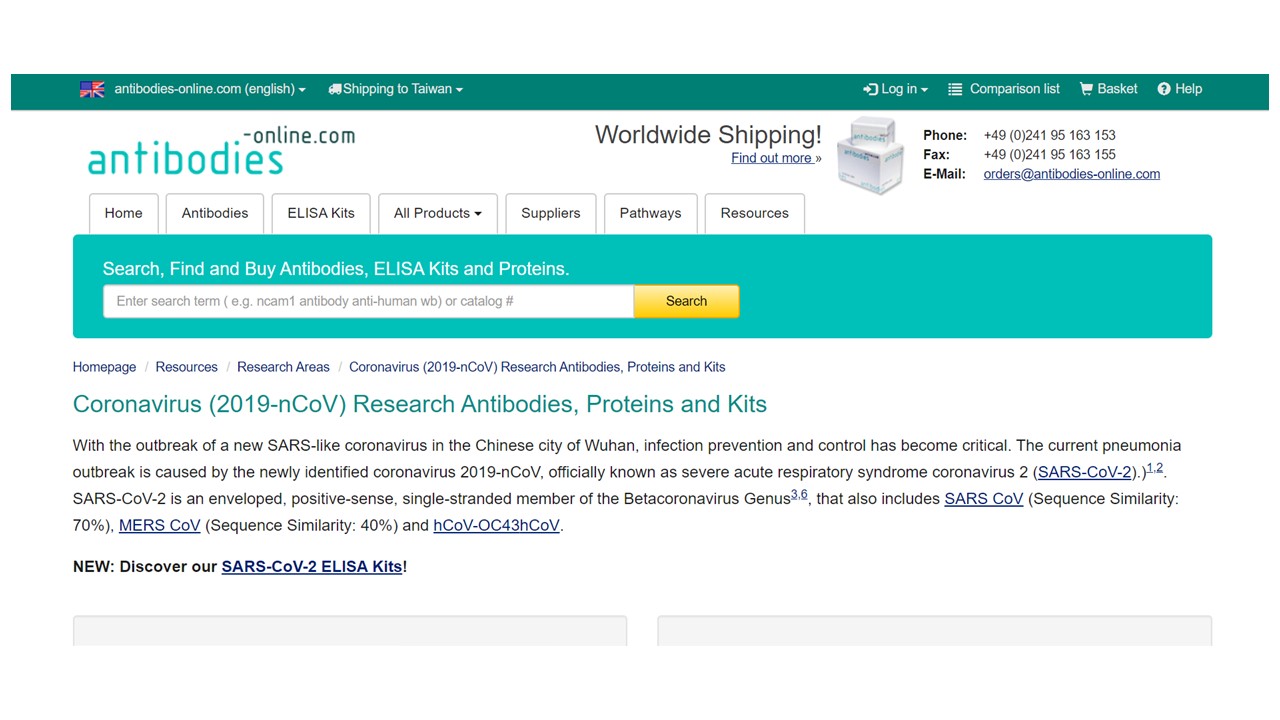 Coronavirus (2019-nCoV) Research Antibodies, Proteins and Kits