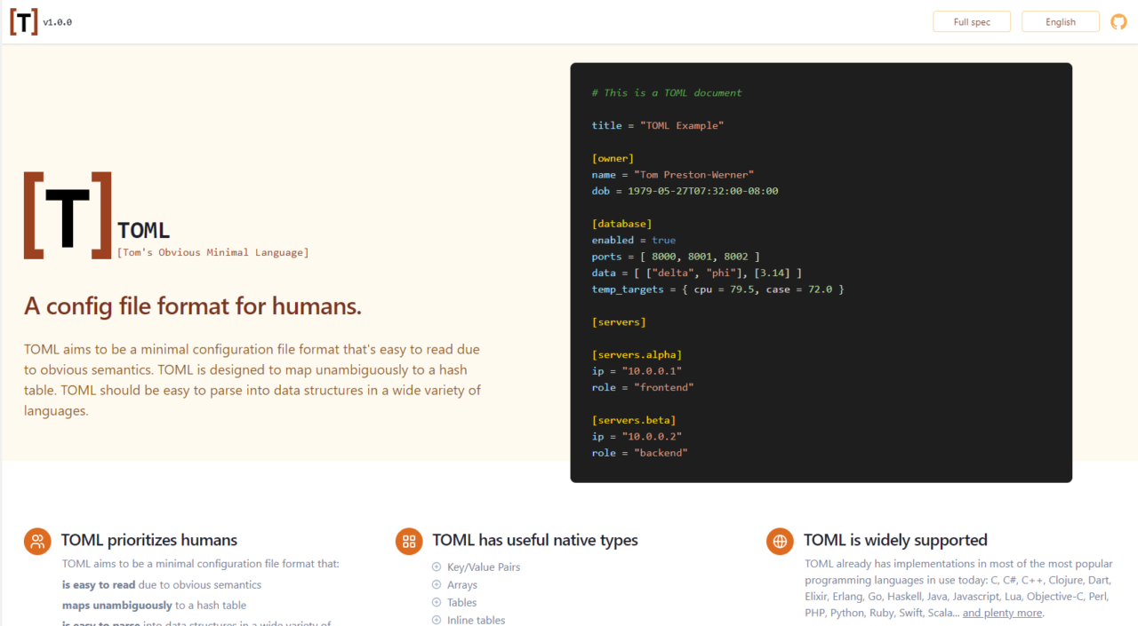 A config file format for humans.